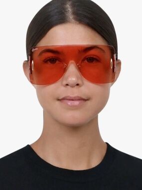 LOEWE RECTANGLE MASK SUNGLASSES | ORANGE/GOLD